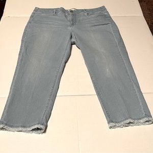 J. Jill Authentic Fit Denim fringed cropped womens sz 16 38” waist five pockets